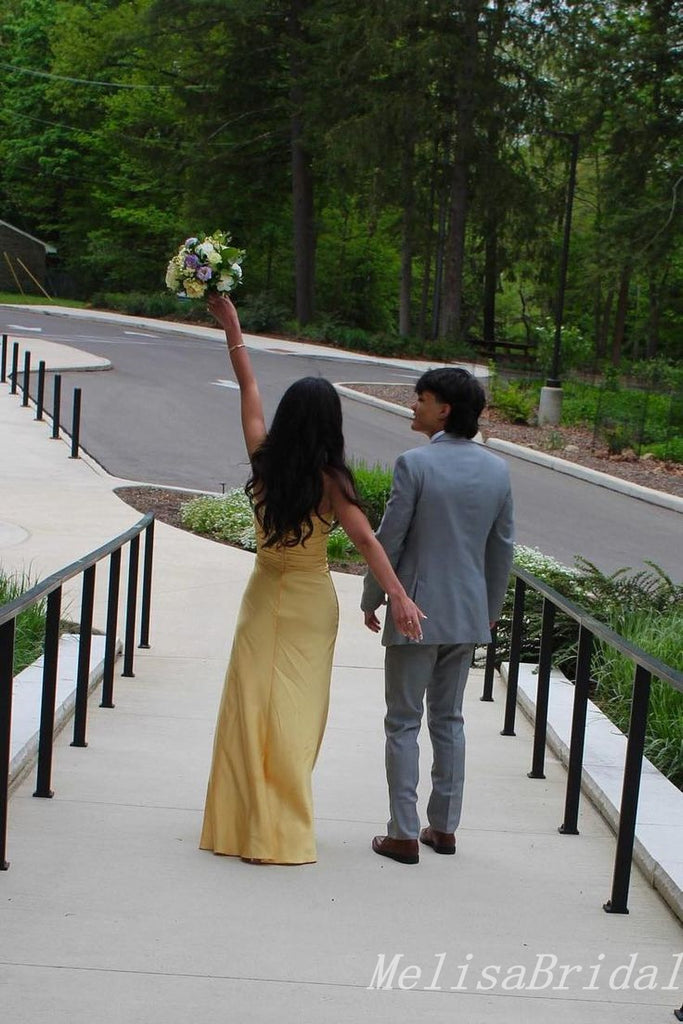 Elegant Yellow Strapless Sweetheart A-line Prom Dress ,MB10964