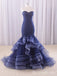 Sexy Strapless Ruffles Mermaid Party Dress Long Prom Dresses to Impress,MB949