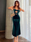 Sexy Dark Green Pleats Mermaid Evening Prom Dresses,MB16