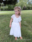 Cute White Lace Appliques  A- Line Cheap Long Flower Girl Dresses ,FG26