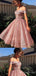 Pink Off-The-Shoulder A-Line Graduation Party Short Homecoming Dresses, HD434