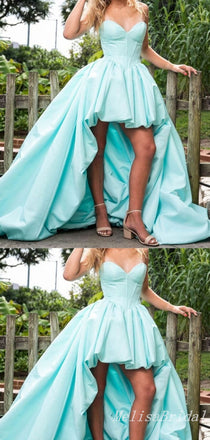 Elegant Sexy High Low Strapless Sweetheart Strapless A-line Evening Gown Long Prom Dresses,MB317