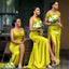 Elegant Mismached Light Yellow Mermaid Simple Long Cheap Bridesmaid Dresses ,BD95