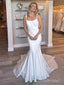 Elegant White Spaghetti Straps Strapless Mermaid Long Wedding Dresses,WD54