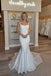 Elegant White Spaghetti Straps Strapless Mermaid Long Wedding Dresses,WD54