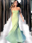 Elegant Light Green Sequin Beading Spaghetti Straps Mermaid Sleeveless Cheap Simple Evening Prom Dresses,MB160