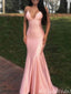 Sexy Light Pink Mermaid Spaghetti Straps Plunging Lace Up Back Evening Gown Maxi Long Formal Dresses Prom Dresses,MB465