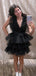 Sexy Tulle Ruffle V Neck Sleeveless Short Homecoming Dresses, HD27