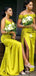 Elegant Mismached Light Yellow Mermaid Simple Long Cheap Bridesmaid Dresses ,BD95