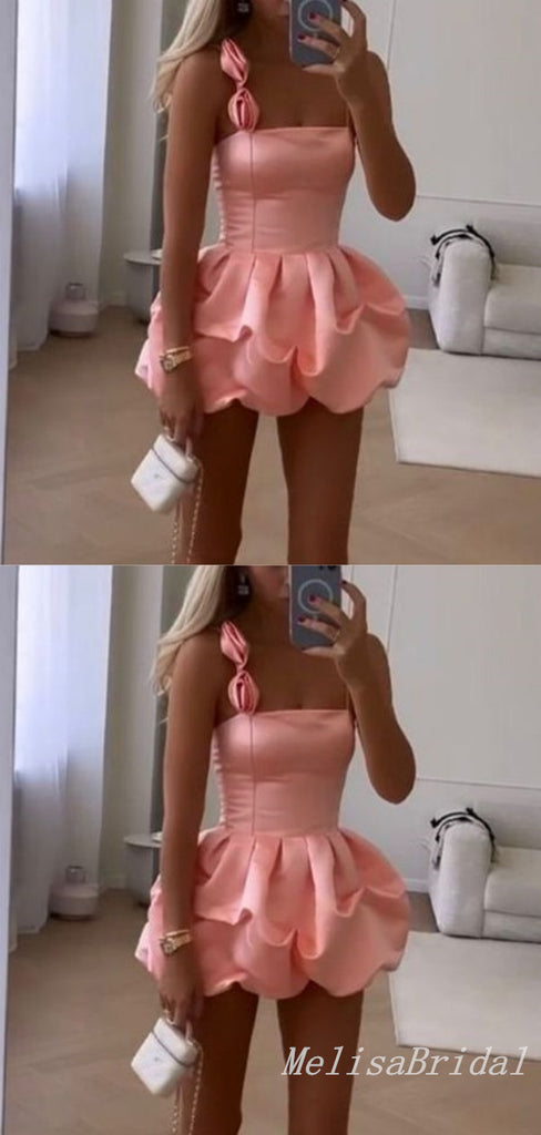 Sexy One Shoulder Mermaid Short Short Homecoming Dresses Tight with Ruffles, HD285