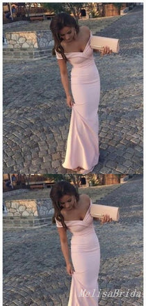 Sexy Light Pink Sweetheart Mermaid Off-The-Shoulder Evening Gown Maxi Long Formal Dresses Prom Dresses,MB466