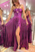 Stylish Fuchsia Side Slit A-line Party Dress Long Prom Dresses to Impress ,MB994