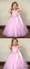 Unique Pink A-Line Strapless Long Tulle Ball Gown Flower Girl Dresses With Bow,FG60