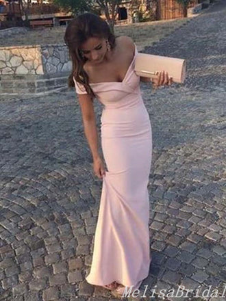 Sexy Light Pink Sweetheart Mermaid Off-The-Shoulder Evening Gown Maxi Long Formal Dresses Prom Dresses,MB466