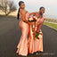 Sexy Pink One Shoulder Simple Cheap Mermaid Long Bridesmaid Dresses ,BD167