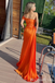 Sexy Orange Beaded Sheath Off-The-Shoulder Evening Gown Maxi Long Formal Dresses Prom Dresses,MB511