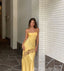 Sexy Yellow Spaghetti Straps Sheath Party Dress Long Prom Dresses to Impress ,MB995