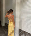 Sexy Yellow Spaghetti Straps Sheath Party Dress Long Prom Dresses to Impress ,MB995