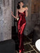 Sexy Red Spaghetti Strap Lace Up Back Mermaid Long Evening Prom Dresses,MB19