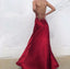 Sexy Red Spaghetti Strap Lace Up Back Mermaid Long Evening Prom Dresses,MB19