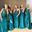 Sparkle One Shoulder Mermaid Plunging Long Bridesmaid Dresses  ,BD214