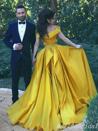 Elegant Off-The-Shoulder Beaded A-Line Evening Gown Maxi Long Formal Dresses Prom Dresses,MB437