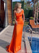 Sexy Orange Beaded Sheath Off-The-Shoulder Evening Gown Maxi Long Formal Dresses Prom Dresses,MB511