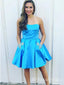 Elegant Blue Strapless Beadings Simple Cheap Short Homecoming Dresses, HD212