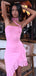 Elegant Pink Unique Halter Ruffle Sheath Homecoming Dresses,HD01