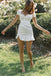 Elegant White V Neck Sheath Satin Cheap Simple Short Homecoming Dresses, HD104