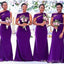 Sexy Purple Off Shoulder Mermaid Simple Long Cheap Bridesmaid Dresses ,BD100