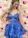 Charming Sexy Sheer Corset Bodice Spaghetti Straps Short Homecoming Dresses with Ruffles, HD249