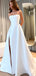 Elegant White Strapless Side Slit A-Line Long Wedding Dresses,WD38