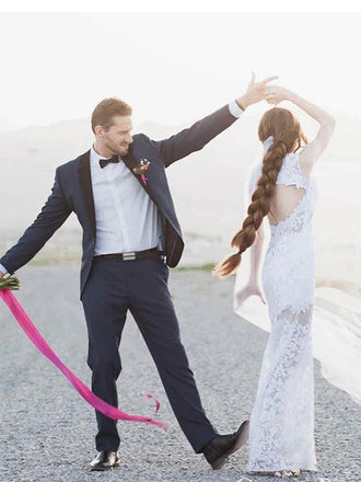 Mermaid Illusion Neckline Lace Long Cheap Wedding Dresses, WD17