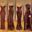 Mismached Brown Simple Cheap Mermaid Long Bridesmaid Dresses ,BD130