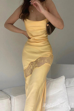 Sexy Simple Spaghetti Straps Lace Appliques Sheath Evening Gown Long Formal Dresses Prom Dresses ,MB391