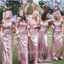 Mismatched Sparkly Pink Sequin Long Cheap Bridesmaid Dresses,BD31