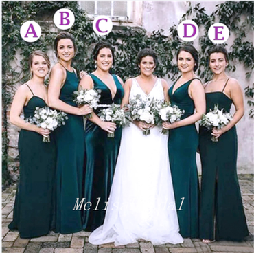Mismatched Green Long Side Slit Cheap Charming Bridesmaid Dresses,BD37
