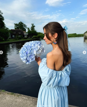 Cute Blue Off-shoulder Long Formal Dress to Impress,MB11031