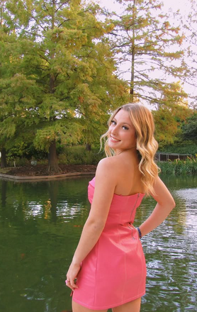 Popular Pink Straight Across Short Party Dress Short Homecoming Dress, HD523