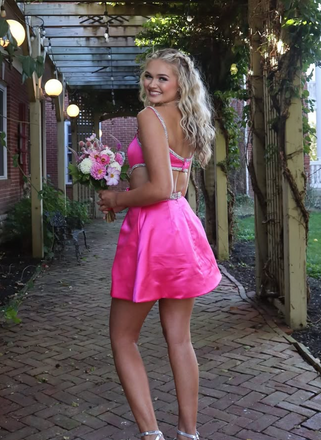 Popular Pink Spaghetti Straps Short Party Dress Short Homecoming Dress, HD522