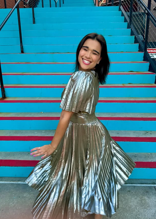 Elegant Champagne A-line V-neck Long Formal Dress to Impress,MB11088