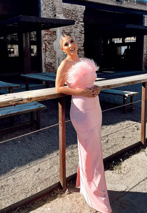 Elegant Pink Straight Across Mermaid Long Formal Dress to Impress,MB11094