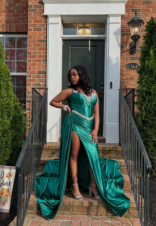 Sexy Green Mermaid Spaghetti Straps Long Formal Dress to Impress,MB11102