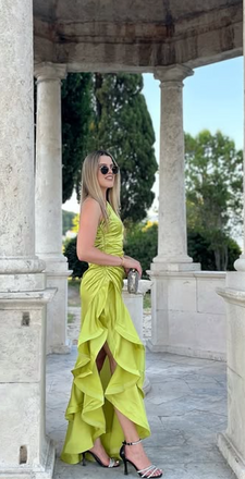 Elegant Green A-line One-sleeve Long Formal Dress to Impress,MB11107