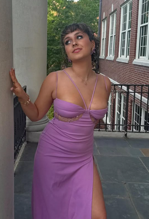 Elegant Purple Spaghetti Straps Long Formal Dress to Impress,MB11147