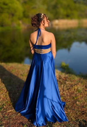 Popular Blue Spaghetti Straps Long Formal Dress to Impress,MB11160