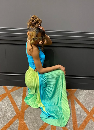 Sexy Green-Blue A-line One-shoulder Long Formal Dress to Impress,MB11180