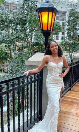 Sexy White Spaghetti Straps Mermaid Long Formal Dress to Impress,MB11192