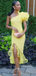 Sexy Yellow Mermaid Slit Long Formal Dress to Impress,MB11204